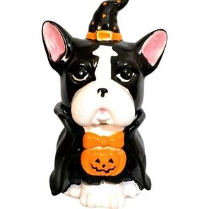 Ceramic Halloween Dog Cookie Treat Jar - Boston Terrier Frenchie French Bulldog